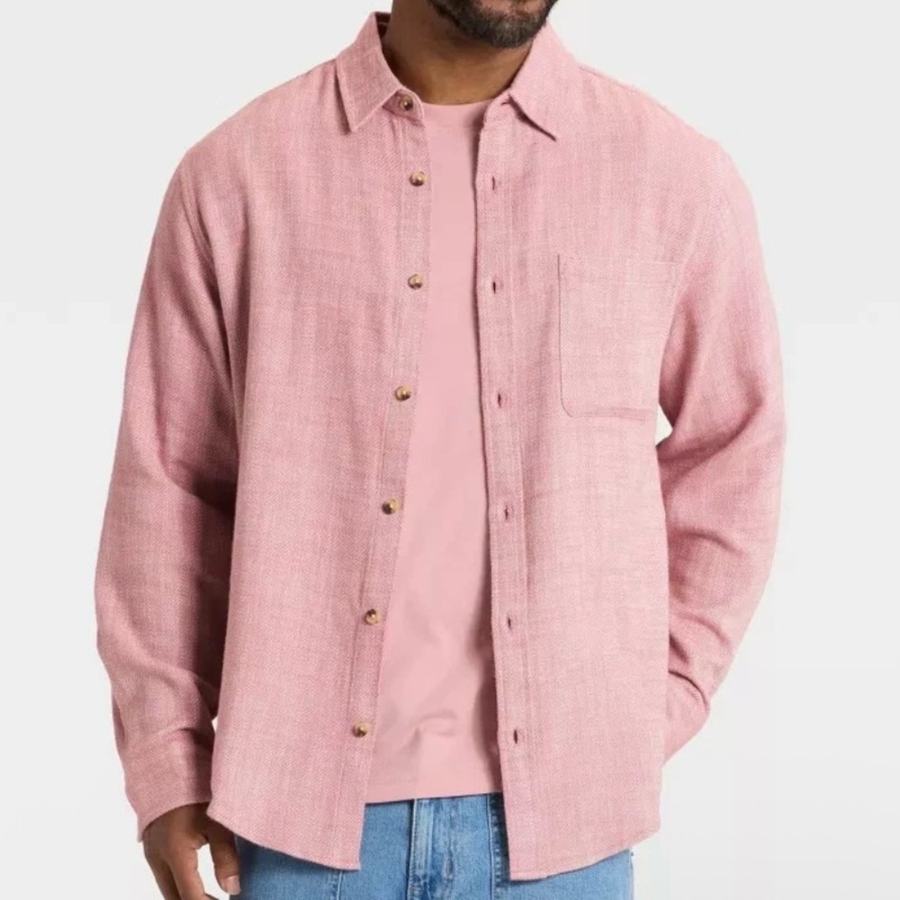 Goodfellow Men's Mauve Pink Button-Up Shirt Jacket